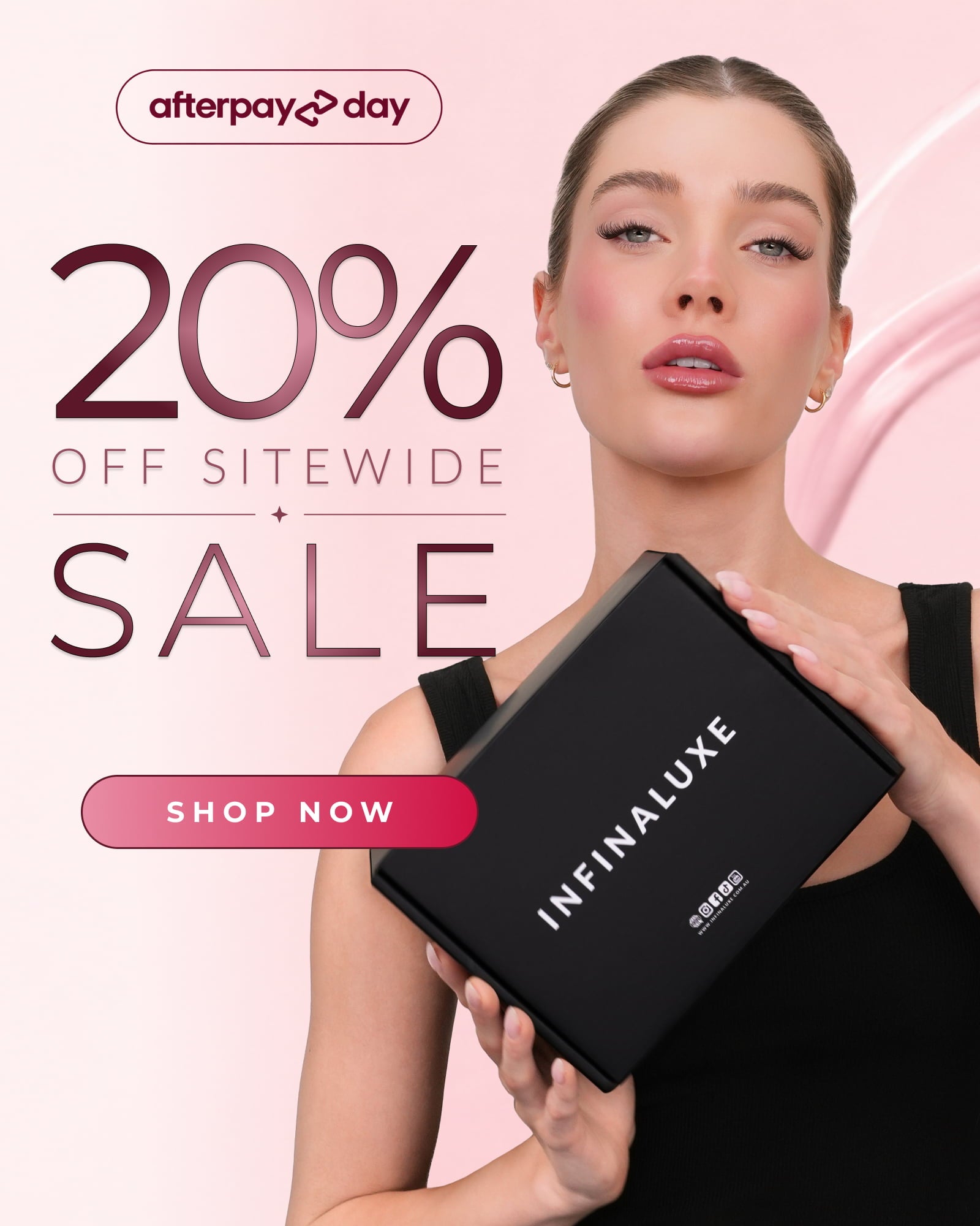 20% off sitewide at Infinaluxe. Shop pre-glued and DIY lash extension kits.