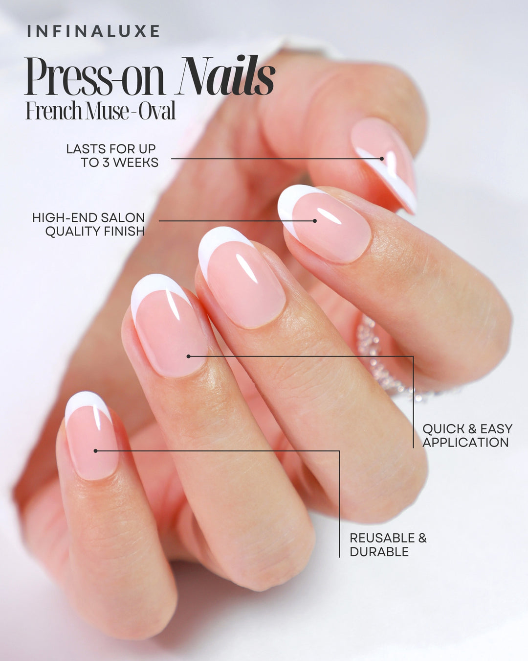 Infinaluxe Press-On Nails - French Muse - Oval