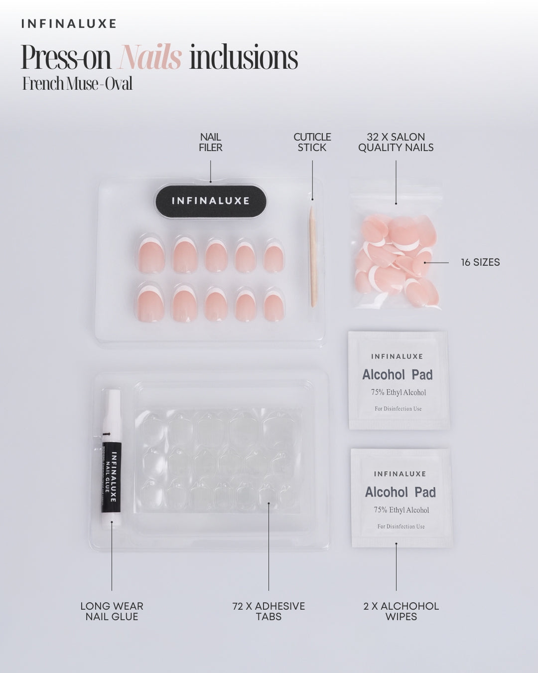 Infinaluxe Press-On Nails - French Muse - Oval