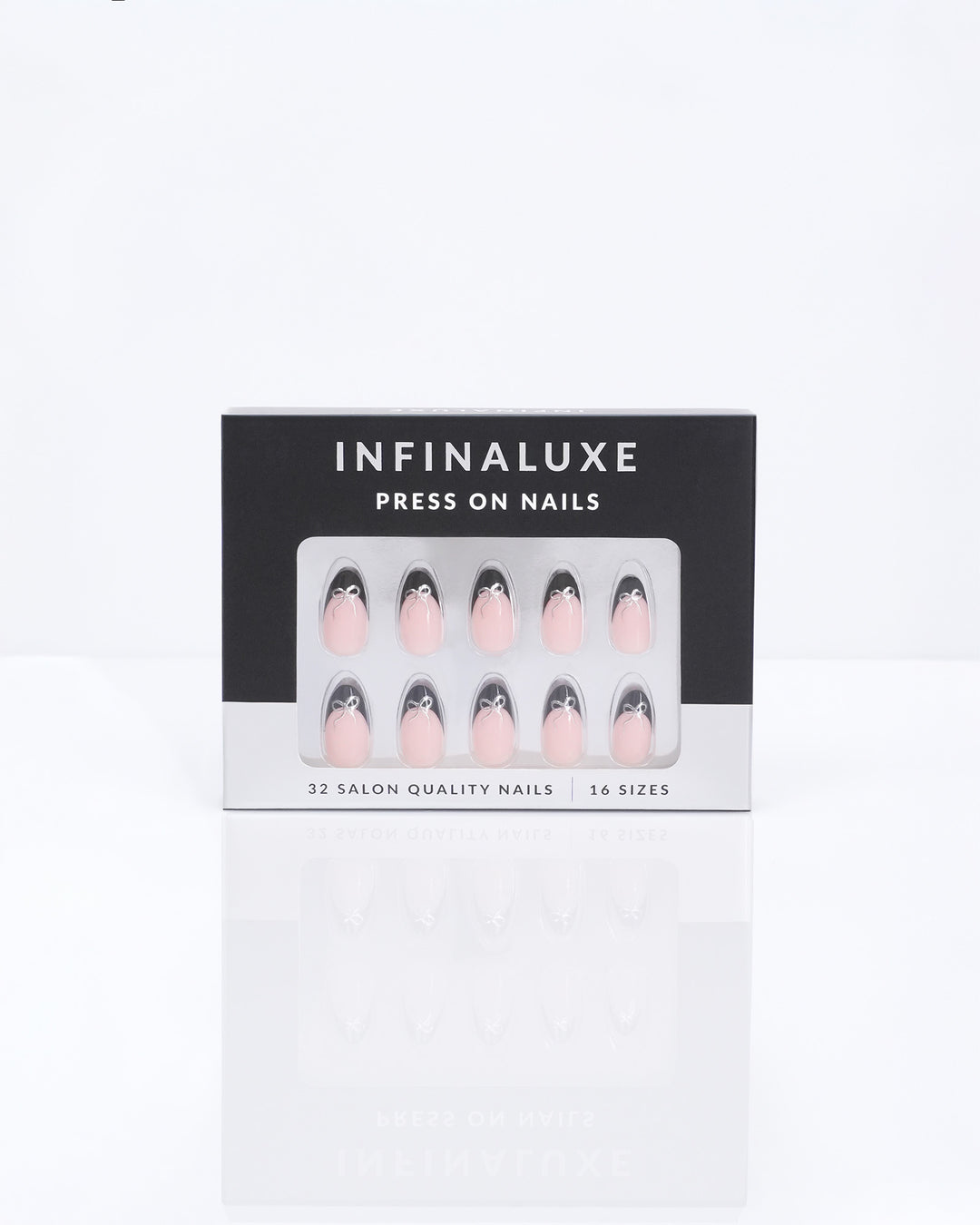 Infinaluxe Press-On Nails - Noir Chic - Almond