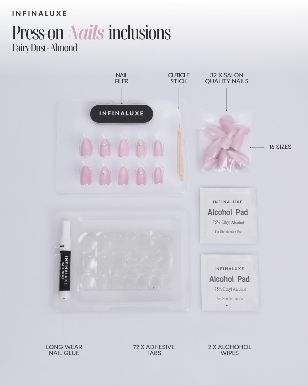 Infinaluxe Press-On Nails  - Fairy Dust - Almond