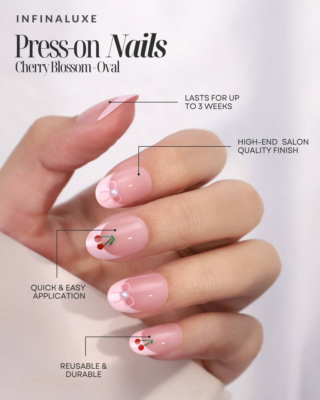 Infinaluxe Press-On Nails - Cherry Blossom - Oval