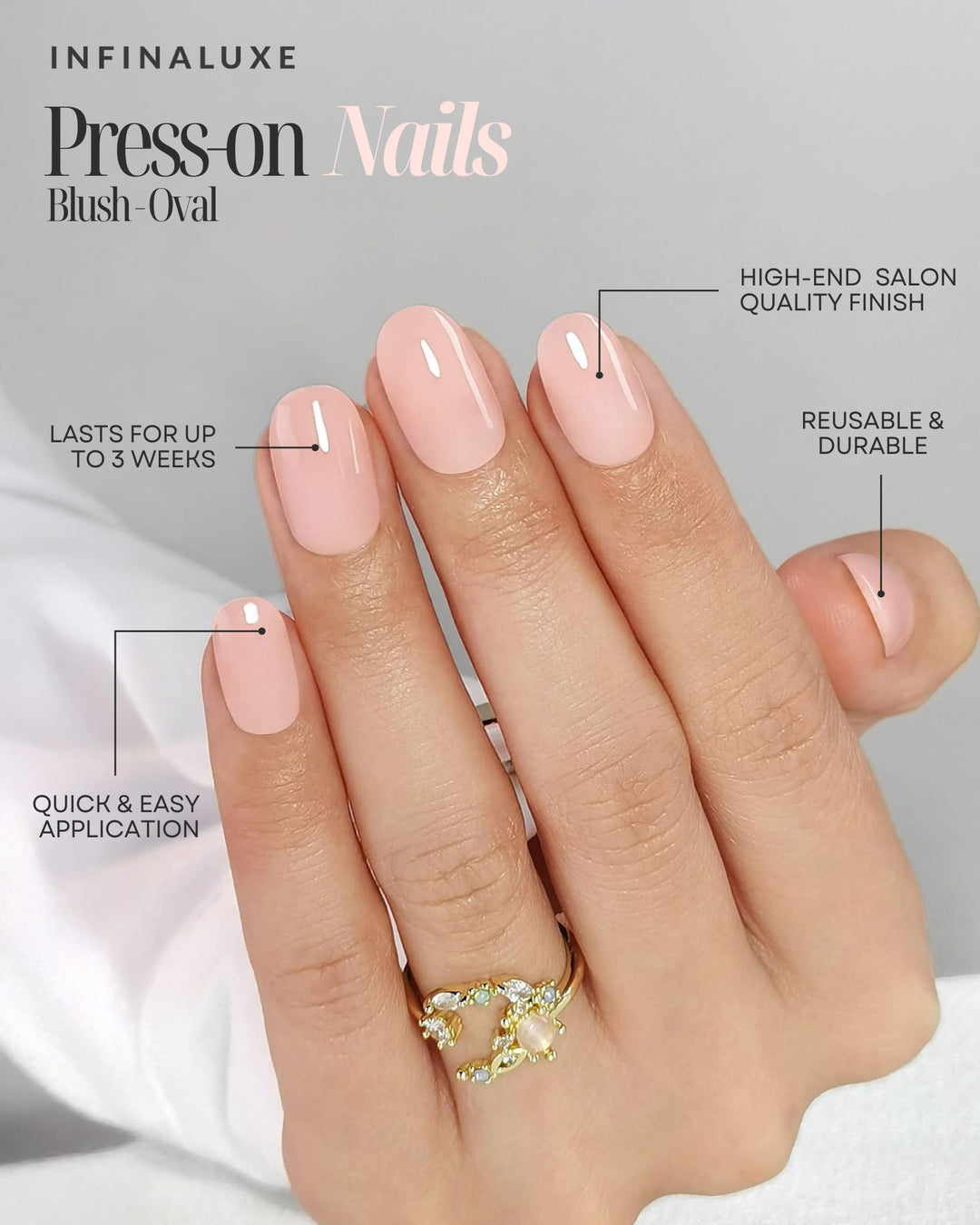 Infinaluxe Press-On Nails - Blush - Oval