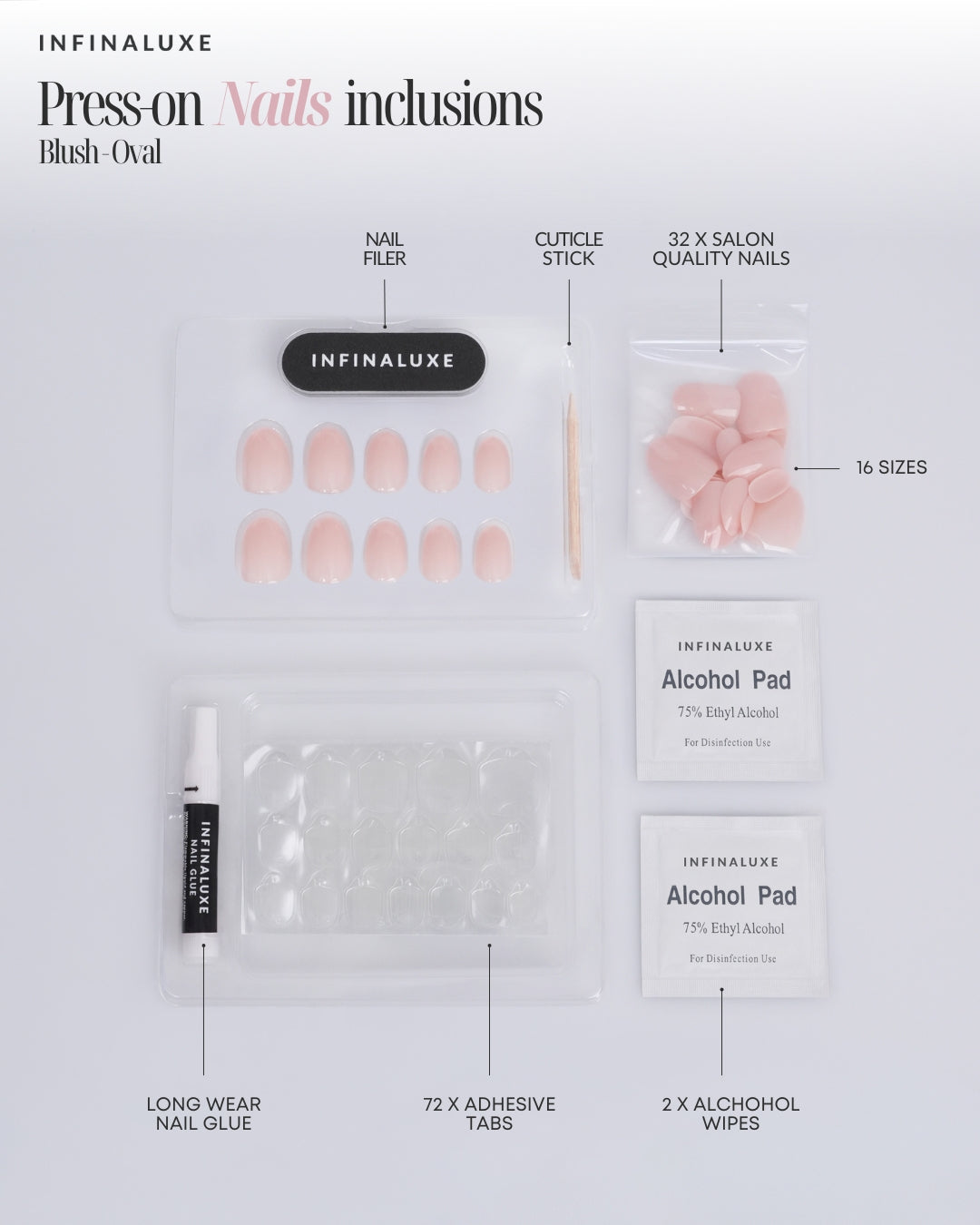 Infinaluxe Press-On Nails - Blush - Oval