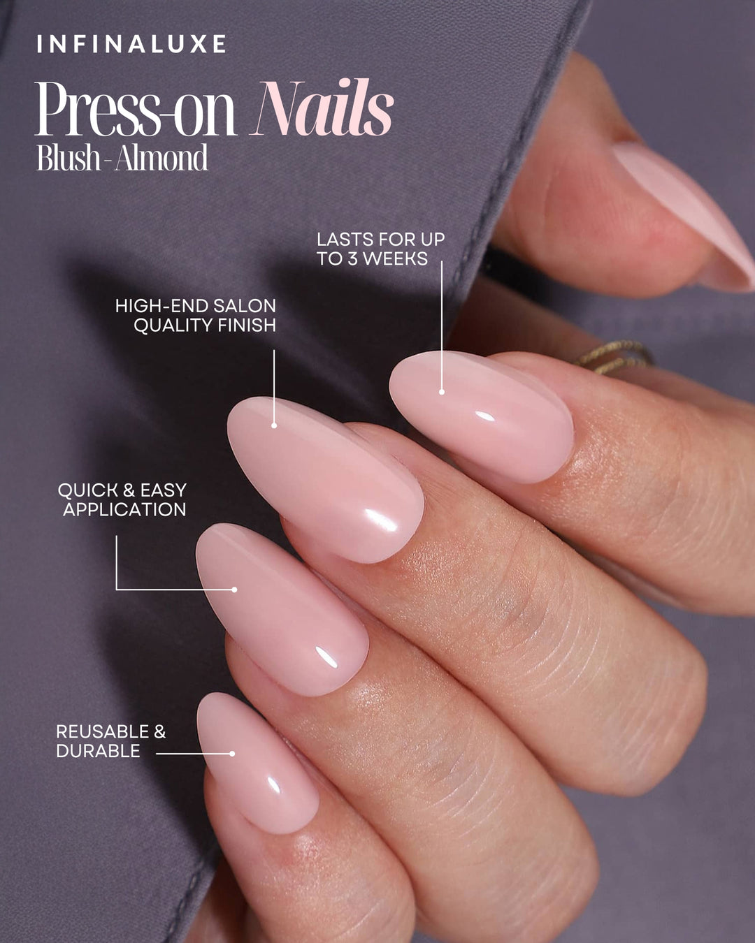 Infinaluxe Press-On Nails - Blush - Almond