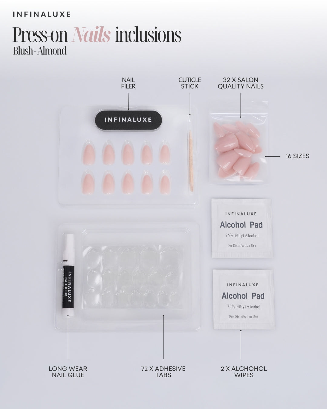 Infinaluxe Press-On Nails - Blush - Almond