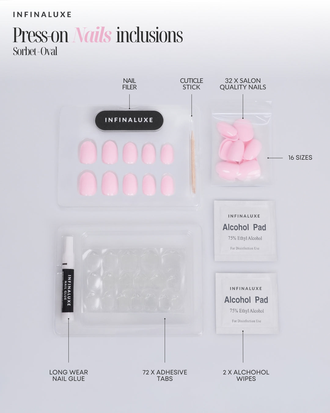 Infinaluxe Press-On Nails - Sorbet - Oval