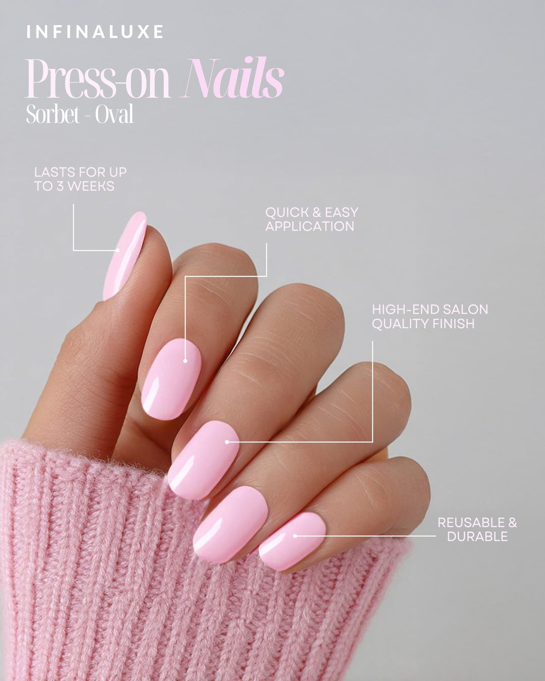 Infinaluxe Press-On Nails - Sorbet - Oval