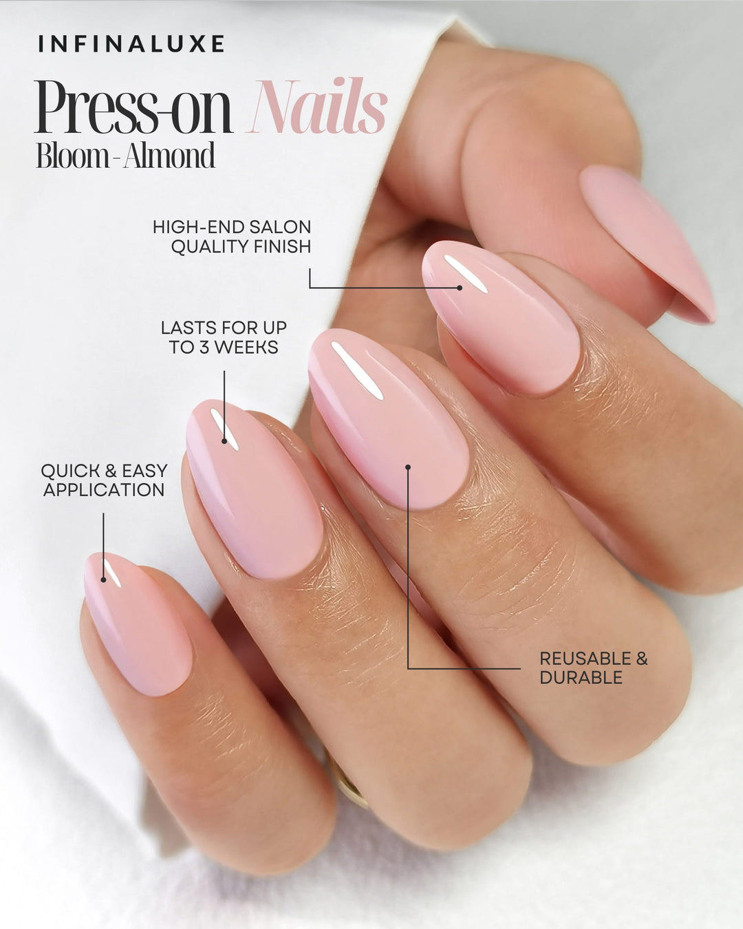 Infinaluxe Press-On Nails - Bloom - Almond