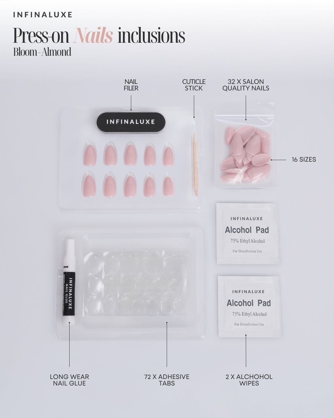 Infinaluxe Press-On Nails - Bloom - Almond