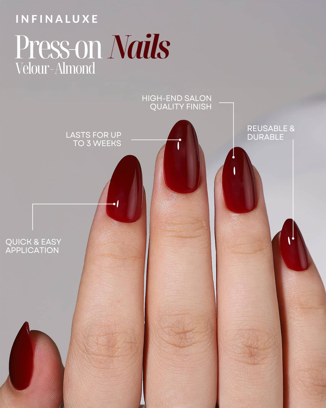 Infinaluxe Press-On Nails - Velour - Almond