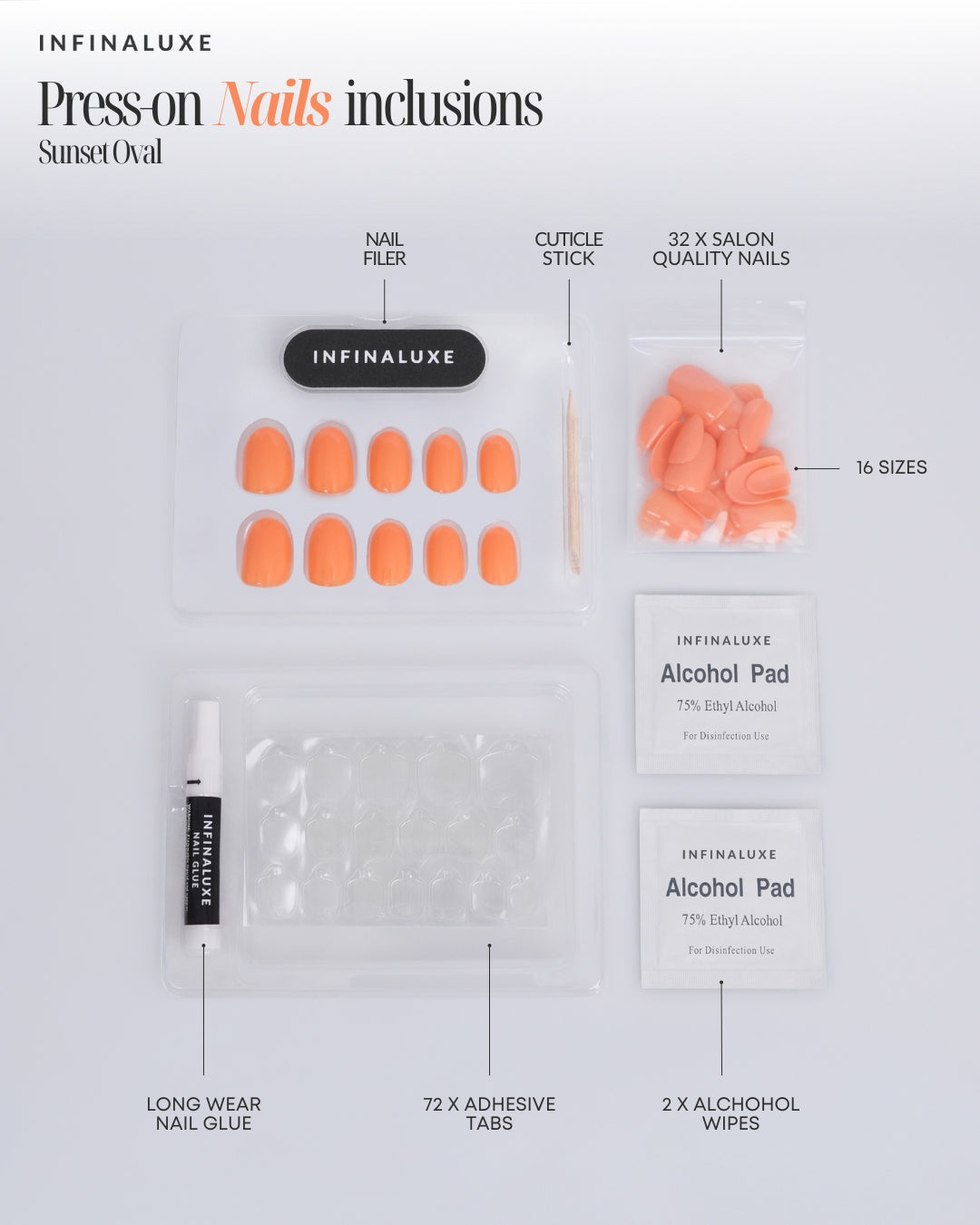 Infinaluxe Press-On Nails - Sunset - Oval