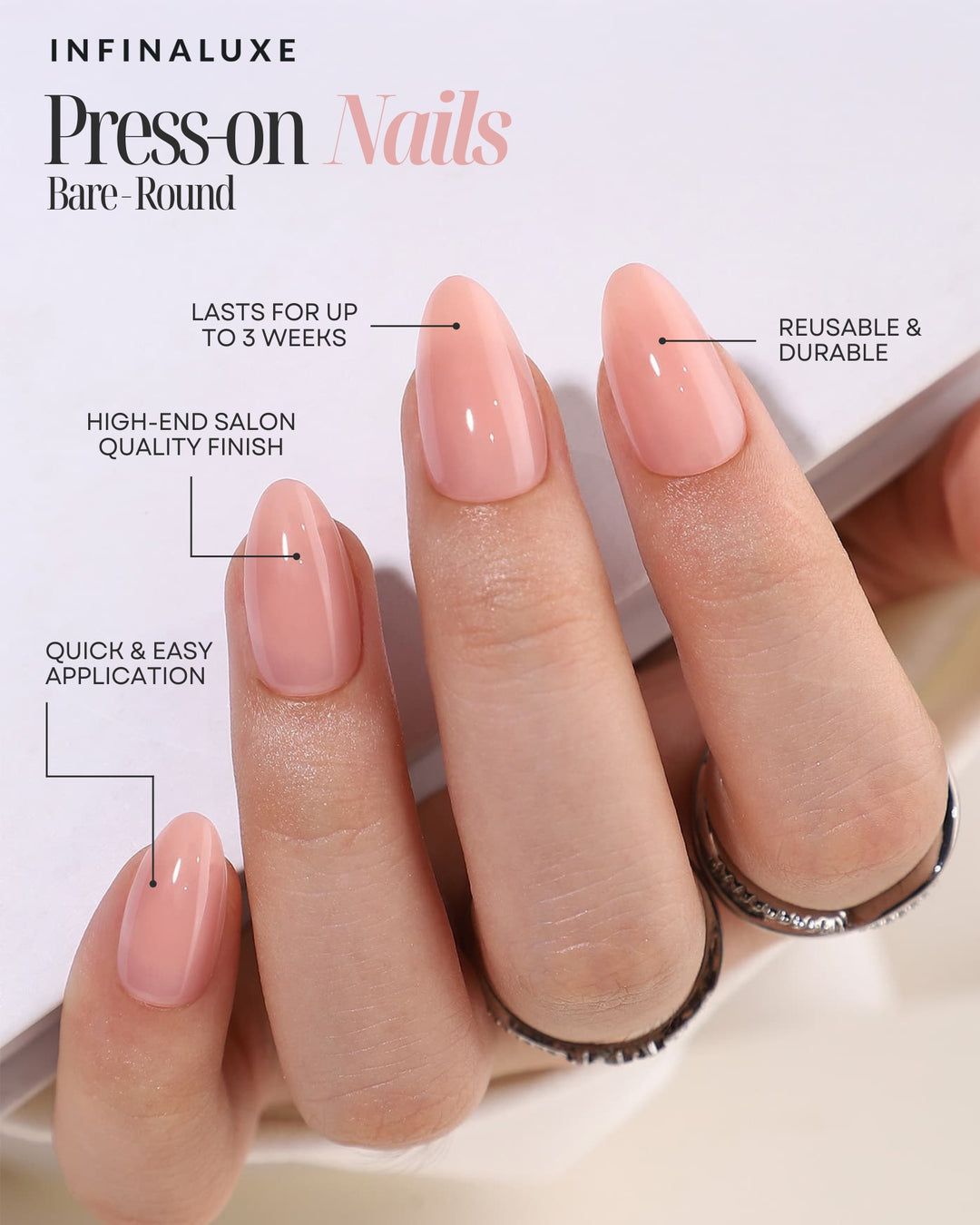 Infinaluxe Press-On Nails - Blossom - Almond