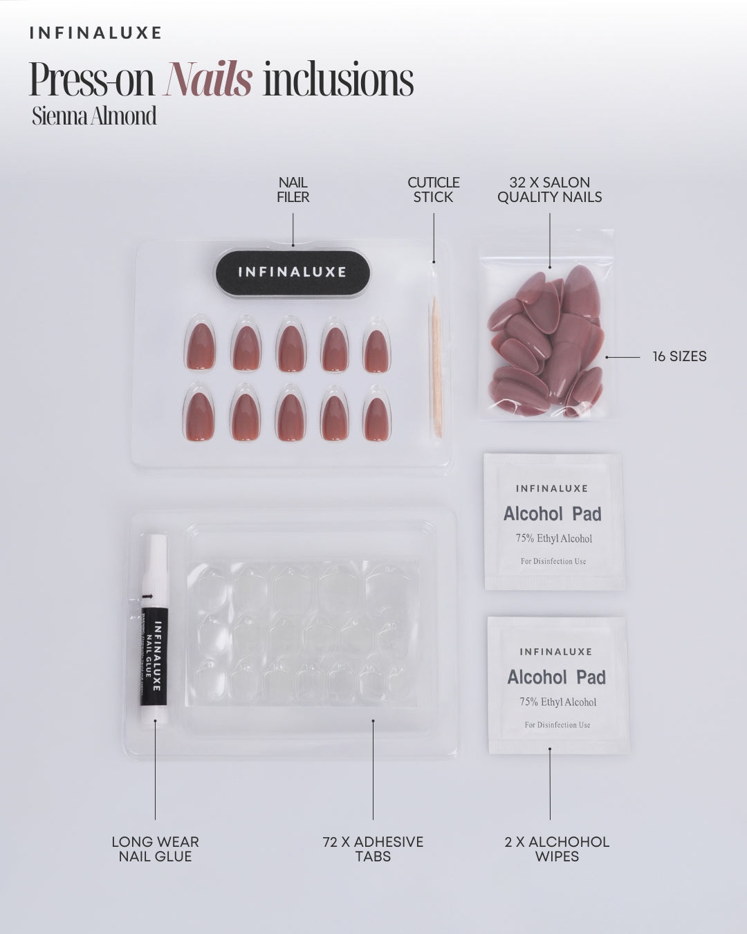 Infinaluxe Press-On Nails - Sienna - Almond