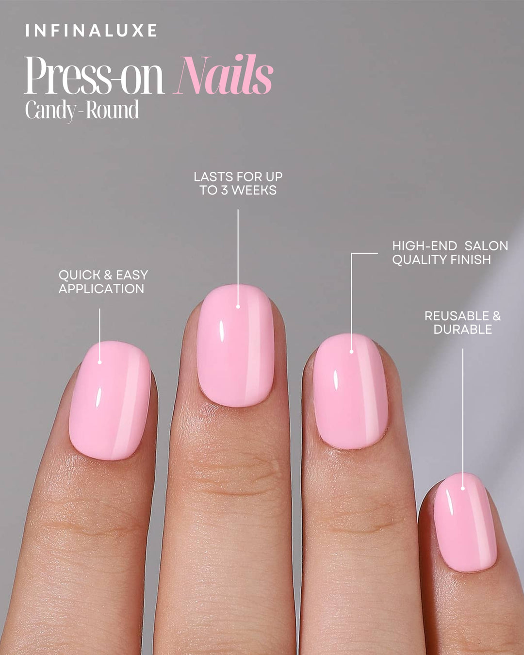 Infinaluxe Press-On Nails - Candy - Round