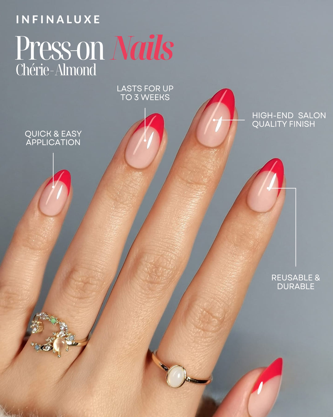 Infinaluxe Press-On Nails - Chérie - Almond