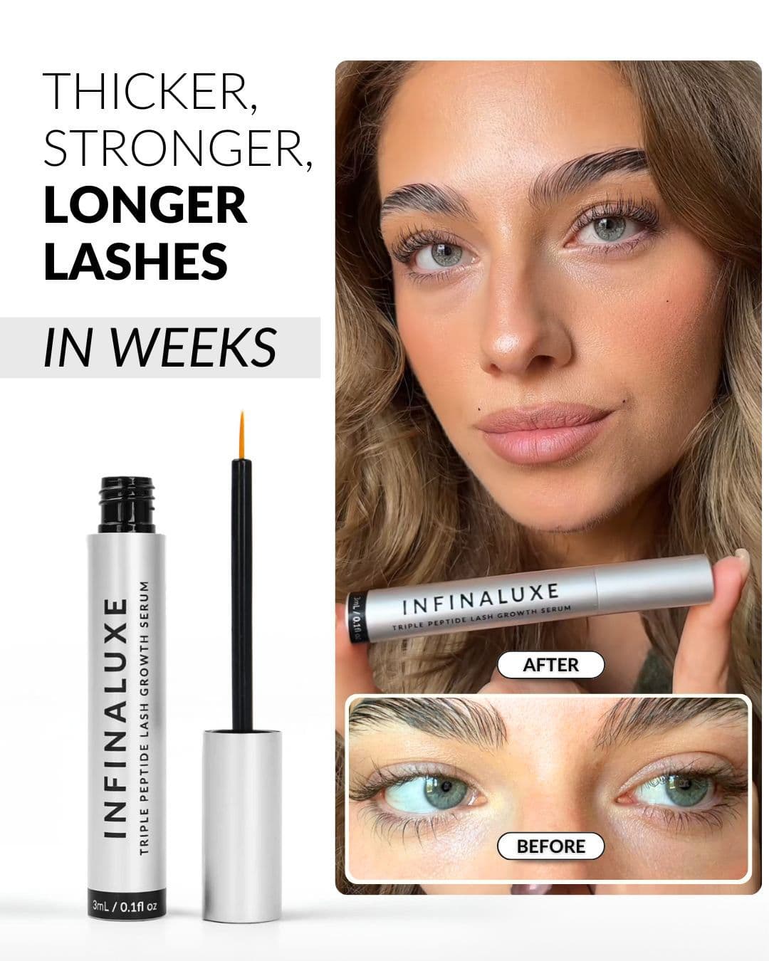 Infinaluxe Eyelash Growth Serum, Curler and Brush Kit