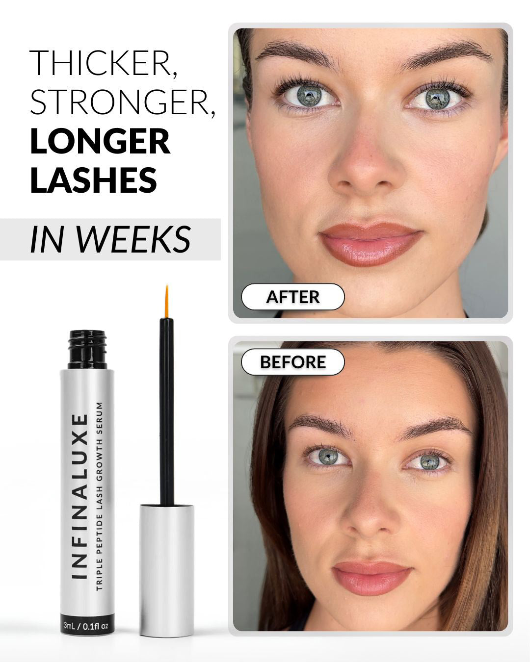 Infinaluxe Eyelash Growth Serum, Curler and Brush Kit